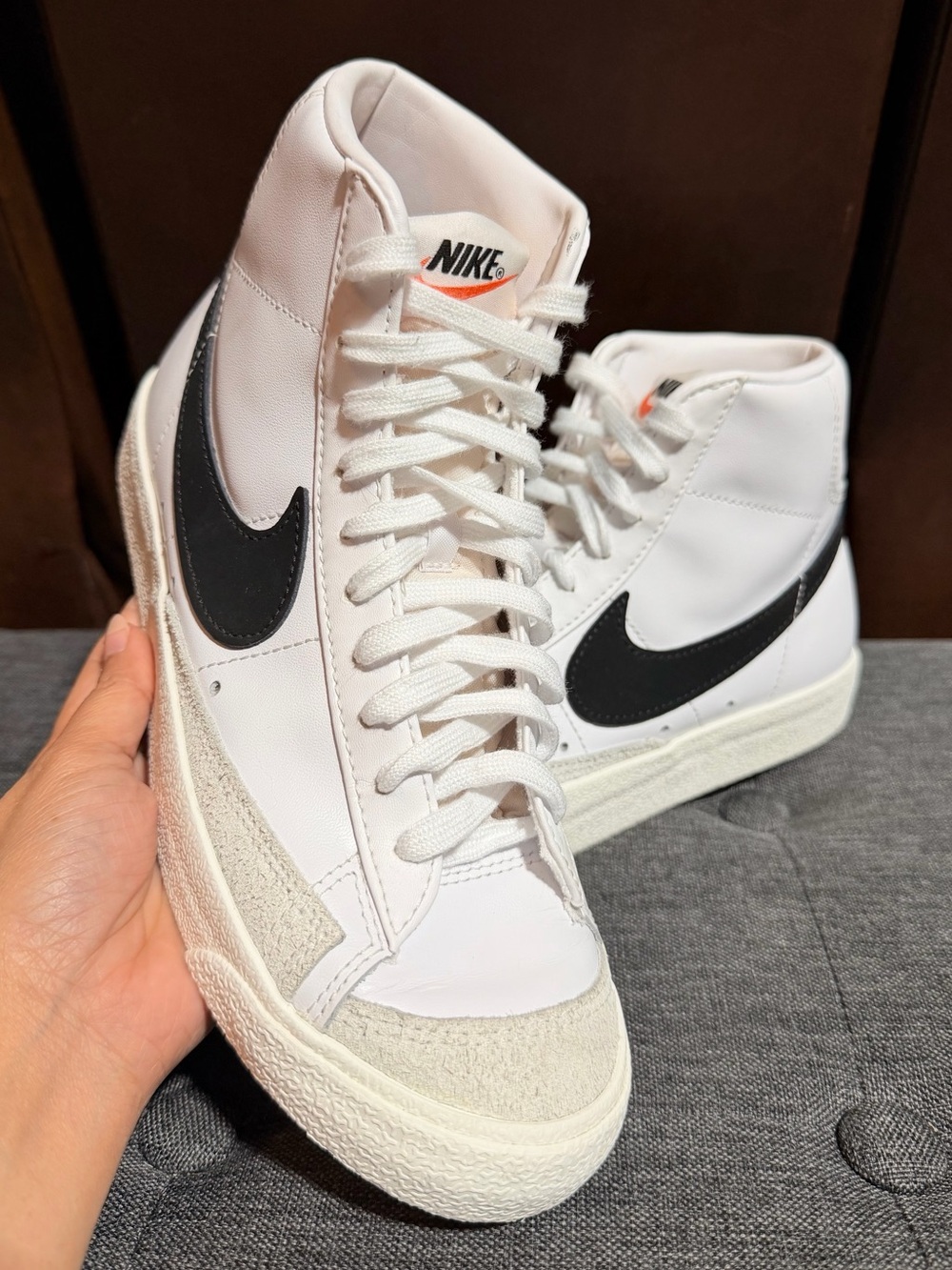 Nike Blazer Mid '77 Vintage White Black Leather Sneakers [Size 8] - Picture 6 of 9